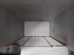 Mexen Velar L Duo, posuvné sprchové dvere do otvoru 150 cm, 8mm šedé sklo, ružové zlato, 871-150-003-42-60
