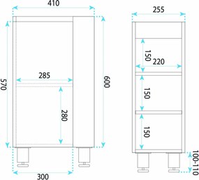 Rea Astra, umývadlová skrinka 430x260x825 mm s keramickým umývadlom, hnedá/biela, REA-M0404