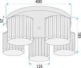 Toolight Toolight, stropné svietidlo 5xE27, EBT024-5C, zlatá, OSW-01224
