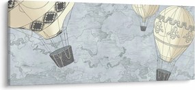 Obraz - Balóny nad mestom, chladné tóny (120x50 cm)