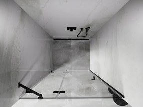 Mexen, Mexen Lunar výklopné sprchové dvere ľavé 115 cm, transparentné, čierne - 834-115-000-70-00-L