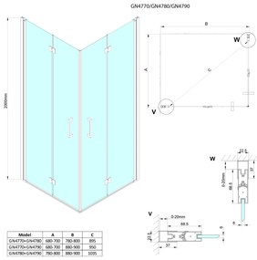 Gelco Gelco, LORO obdĺžniková sprchová zástena 900x700mm L/P varianta, GN4790-02