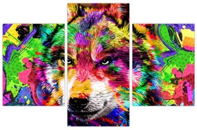 Obraz - Vlk s graffiti (90x60 cm)
