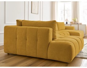 Rozkladacia/s úložným priestorom rohová pohovka v horčicovej farbe (ľavý roh/do tvaru "U") Fuji – Bobochic Paris