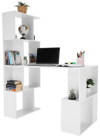 PC stôl s regálom, biela, FLOKI NEW
