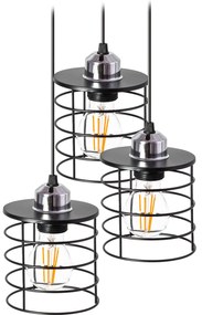 Toolight - Stropná lampa závesná trojitá kovová 3xE27 392204, čierna, OSW-04003