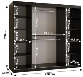 Šatníková skriňa so zrkadlom 200 cm Riana Slimo 2 200 (biela). Vlastná spoľahlivá doprava až k Vám domov. 1063647