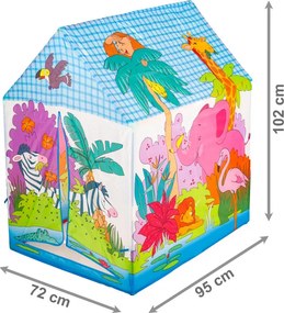 Detský hrací stan IPLAY ZOO domček – farebný, do domu a záhrady, 95×72×102 cm