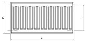 Malý doskový radiátor Rotheigner 21 900 x 500 mm 4 bočné prípojky