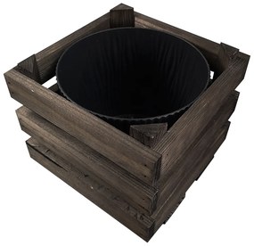 AMADEA Drevený obal na kvetináč - tmavý, 17x17x15cm, drevený kvetináč Český výrobek
