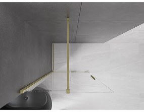 Mexen Velar, posuvné dvere do otvoru typ Walk-In 90 cm, 8mm číre sklo, zlatá matná, 871-090-000-03-55