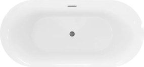 Mexen Roxy, voľne stojaca vaňa 170 x 80 cm, biela, grafitový prepad, 51201708000-66