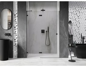 Mexen, Mexen Lunar ľavé výklopné sprchové dvere 130 cm, transparentné, čierne - 834-130-000-70-00-L
