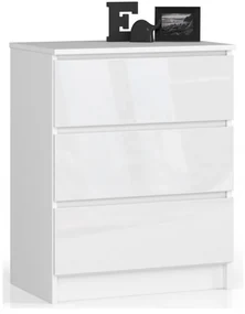 Komoda K60 3SZ CLP biela, lesk