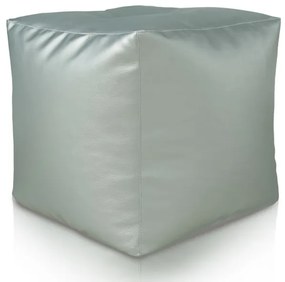 Taburetka Cubo strieborná ekokoža