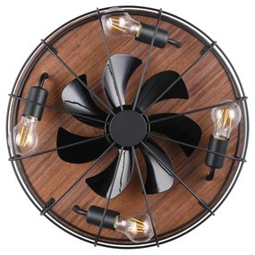 Matne čierne/hnedé stropné svietidlo na diaľkové ovládanie/s ventilátorom Trondheim – Trio