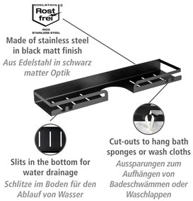 Čierna samodržiaca kúpeľňová polička z nerezovej ocele Altarella - Wenko