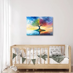 Sklenený obraz – Maľovaný strom ročných období (70x50 cm)