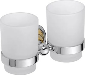 Bemeta Design RETRO gold-chrom: Držiak kefiek, dvojitý, sklo - 144210028