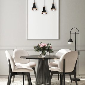 Závesné svietidlo Holly, 3x drevené/čierne kovové tienidlo, b