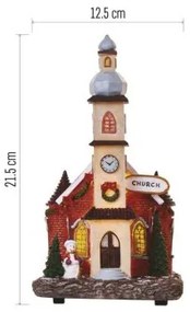 LED vánoční kostel Church 17,5 cm teplá bílá