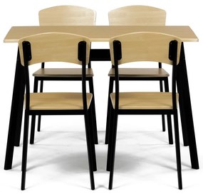 Jedálenský set Industrial so 4 stoličkami, 110 x70 x 76 cm, hnedý