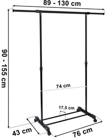 Vešiakový stojan na kolieskach DEKA čierny