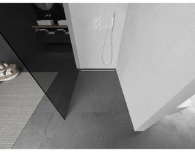 Mexen Kioto L, sprchová zástena Walk-In 110 x 200 cm, 8mm šedé sklo, biely profil, 800-110-103-20-40