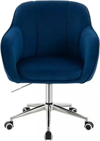 LuxuryForm DESIGN Stolička AVOLA VELUR na striebornej podstave s kolieskami - modrá