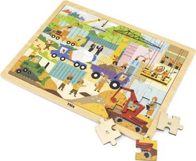 Puzzle na podstavci Viga 44585 48 dielikov - spoznávanie stavebných strojov