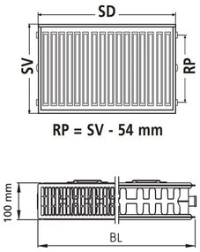 Kermi Therm X2 Profil-Kompakt doskový radiátor pre rekonštrukcie 22 954 / 1300 FK022D913