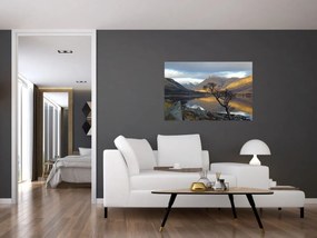 Obraz - Hory pri jazere (90x60 cm)