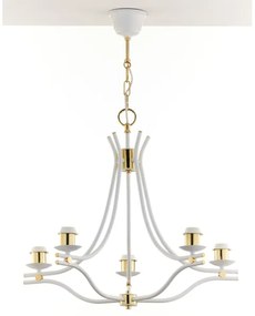 Jupiter 2084 - Závesný luster SAMBA na reťazi 5xE27/15W/230V biela/zlatá