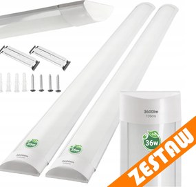 Sada 2 LED žiaroviek 120 cm prisadené panelové svietidlo 36 W 3600 lm denné svetlo farba