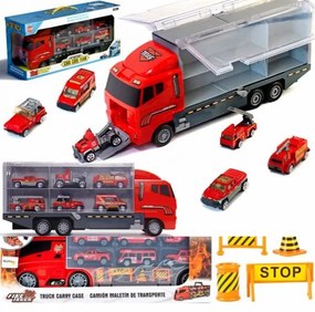 Nákladné hasičské auto s vozidlami kamión