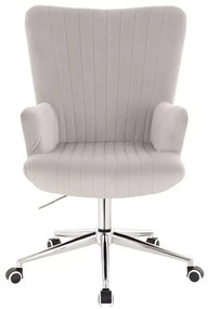 LuxuryForm DESIGN Kreslo AMADEO VELUR na striebornej podstave s kolieskami - svetlo šedé