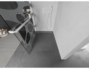 Mexen Kioto+, sprchová zástena Walk-In s poličkou a vešiakom 120 x 200 cm, 8mm číre sklo biely vzor, biely profil, 800-120-121-20-97