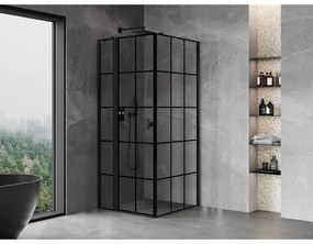 Mexen Mist T, sprchový kút s krídlovými dverami, ľavý, 120 x 120 cm, 8mm číre sklo, čierny profil, 8A4T-120-120-70-77-L