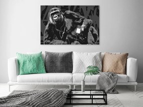 Artgeist Obraz - Pop Art Monkey (1 Part) Narrow Grey Veľkosť: 90x60, Verzia: Premium Print