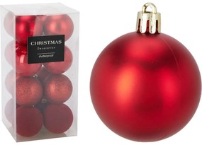 Set 16 ks vianočných ozdôb Festive Sparkles, červená, pr. 6 cm, plast
