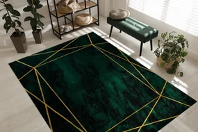 Koberec EMERALD exkluzívny 1022 glamour, štýlový geometrický zeleno / zlatý