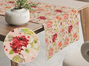 Biante Dekoračný behúň na stôl PML-091 Hortenzie a ľalie na ružovom 20x180 cm