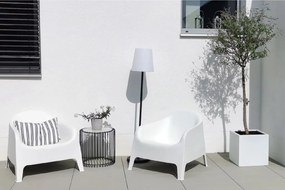 Samozavlažovací kvetináč BLOCK, sklolaminát, 40x40x40 cm, biely mat