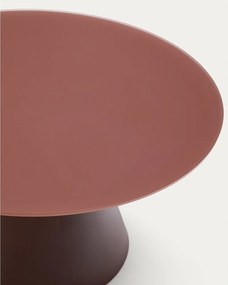 Okrúhly konferenčný stolík so sklenenou doskou v terakotovej farbe ø 80 cm Wilshire – Kave Home