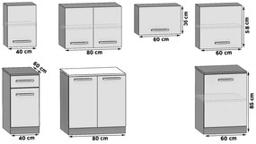 Kuchynská linka Belini 240 cm šedý lesk s pracovnou doskou Uniqa  INF UNIQA/4/WT/S/0/B1