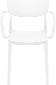 LISA záhradná stolička s podrúčkami white
