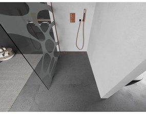 Mexen, Mexen Kioto ścianka prysznicowa Walk-in 130 x 200 cm, biały wzór 8 mm, różowe złoto - 800-130-101-60-97