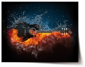 Sablio Plagát Ohnivá gitara - 60x40 cm