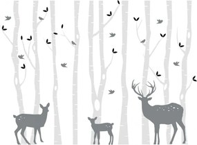lovel.sk Nálepka na stenu Deer - stromy, jelenčeky a vtáčiky HD036