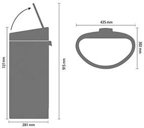 Brabantia Touch Bin NEW 23/10L  Matná oceľ otiskuvzdorná